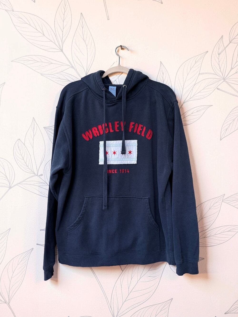Fundy Wrigley Field Chicago Hoodie Navy Pullover Embroidered Flag Sweatshirt